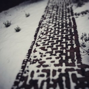 Snowy brick pathway