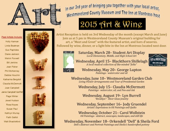 2015 Art & Wine Schedule