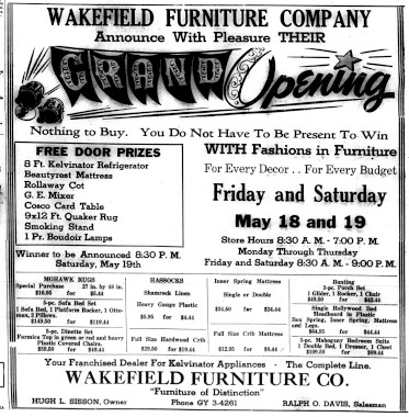 Advertisement for door prizes at a grand opening