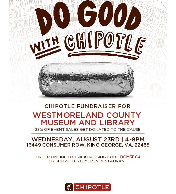Join Us at Chipotle in Dahlgren, VA, to Support WCM – Wednesday, Aug 23
